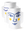 Two OCTAEVO Janus Paper Vases in white with blue faces and yellow cheeks—one front view, one side view.