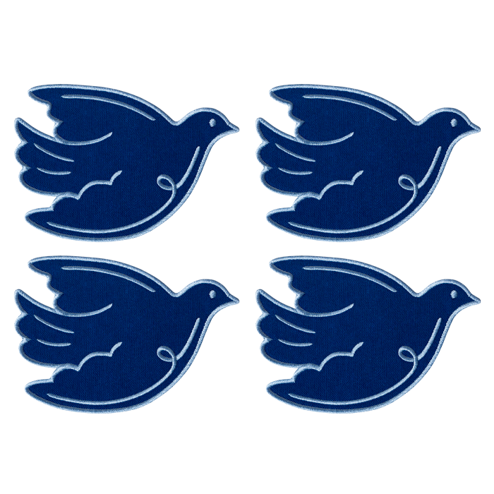 OCTAEVO Blue Paloma Coasters (Set of 4), arranged on a light background.
