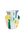 OCTAEVO Emporio Mini Paper Vase: Handcrafted, geometric design in yellow, blue, green & gold on white background.