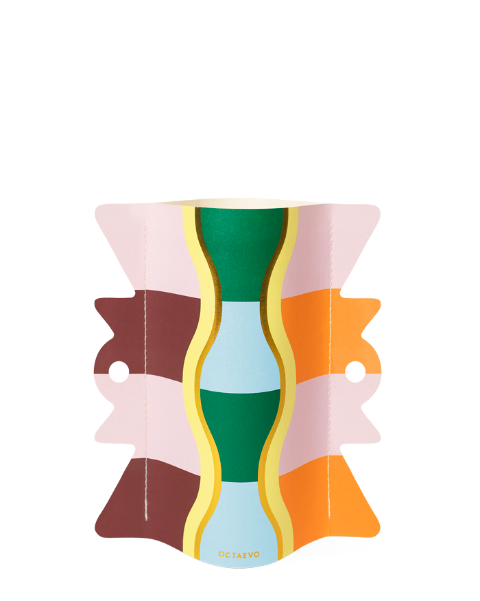 OCTAEVO Giza Mini Paper Vase: wavy, water-resistant, with colorful abstract stripes—a vibrant home gift.