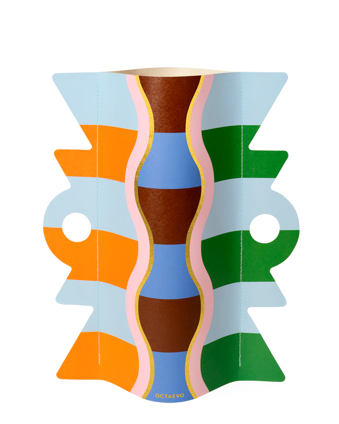 The Giza Paper Vase by OCTAEVO adds Egyptian-inspired, wavy colorful stripes to your home decor.