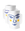 Two OCTAEVO Janus Paper Vases in white with blue faces and yellow cheeks—one front view, one side view.