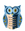 Octaevo Night Owl Paper Vase features a bold, geometric blue and yellow owl on a crisp white background.