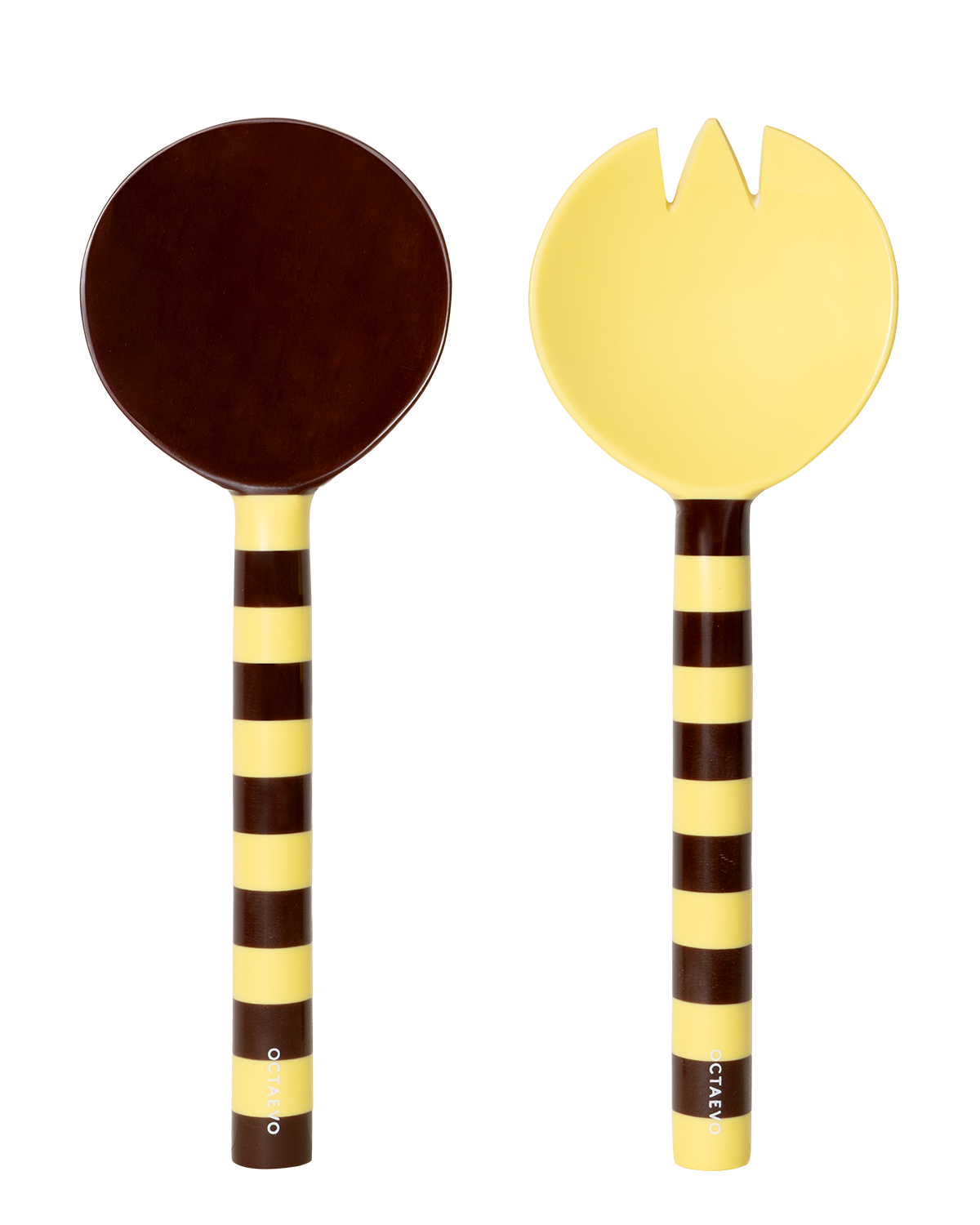 OCTAEVO Salad Servers in yellow (Set of 2)—ideal for Mediterranean-inspired table settings.