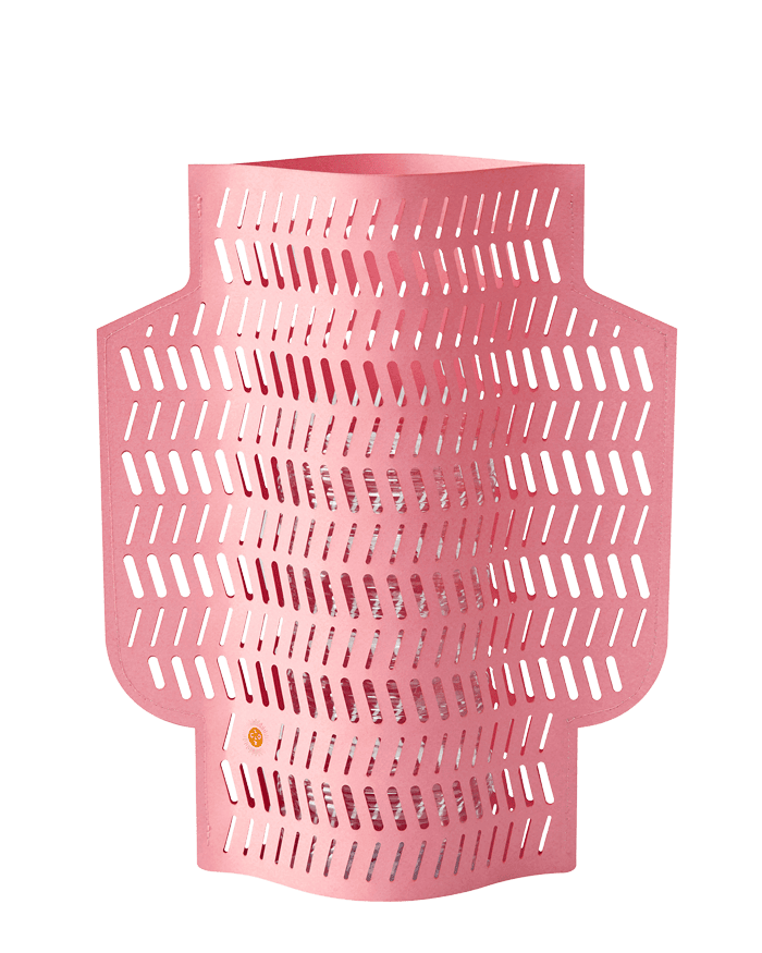 The Aurea Paper Vase by OCTAEVO: pink, perforated, geometric, waterproof, with a modern symmetrical design.