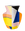 The OCTAEVO Bazaar Paper Vase features colorful geometric shapes on white in yellow, orange, blue, pink, black, and white.