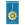 A round, gold and multicolored Bookmark Christmas Bauble hangs on a blue Octaevo card.