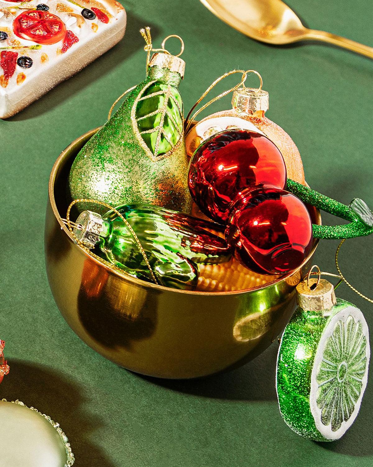Octaevo’s Tutti Frutti Baubles (Pack of 3) add sparkle and fruity charm to any festive tree or vitamin C-inspired decor.