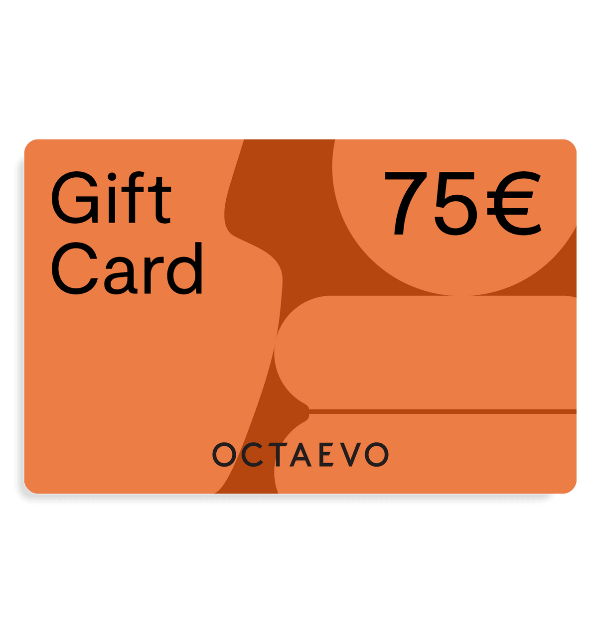OCTAEVO Gift Card, 75€, bright orange on green—ideal for email delivery.