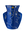 A blue OCTAEVO Jaime Hayon Paper Vase with gold and white abstract face and geometric line drawings.