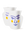 Two overlapping Janus Mini Paper Vases by OCTAEVO, white with abstract blue and gold face accents.