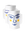 Two OCTAEVO Janus Paper Vases in white with blue faces and yellow cheeks—one front view, one side view.