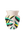 The Le Club Mini Paper Vase by OCTAEVO, a pink handcrafted vase with abstract green, yellow, and black leaf patterns.