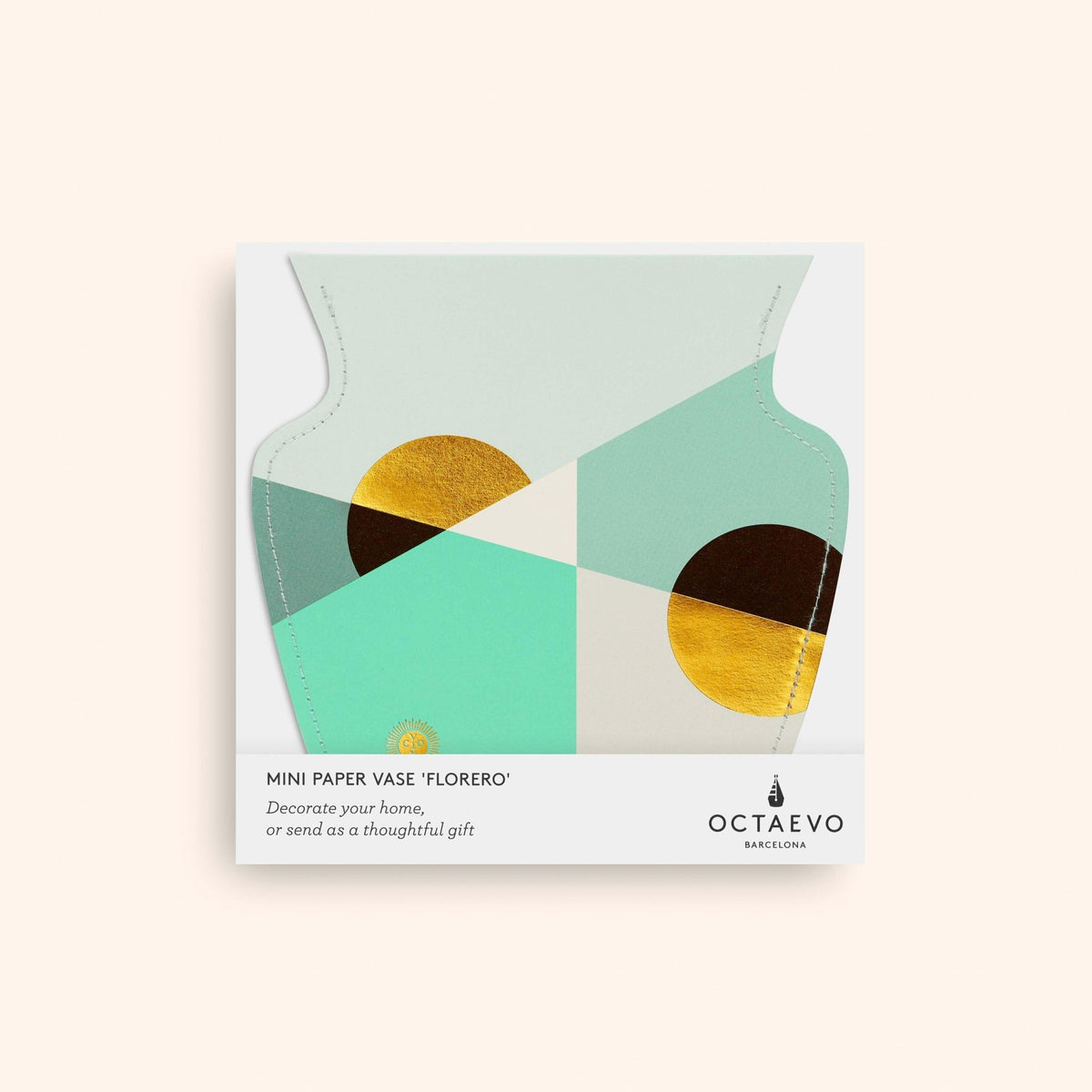 Geometric mint and gold waterproof Siena Mini Paper Vase by OCTAEVO.