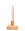 A pink spiral candle sits in Orange OCTAEVO Templo Candle Holder, a peach ceramic piece, against a white background.