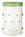 OCTAEVO Agave Glass Container Large: clear cylindrical borosilicate glass with green lid and green suction cups.