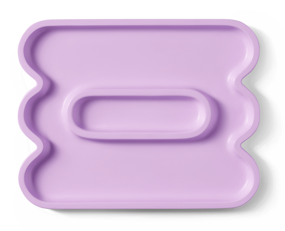 The purple Catchall Templo Wave by Octaevo features wavy edges and a raised center—ideal for minimalist decor.