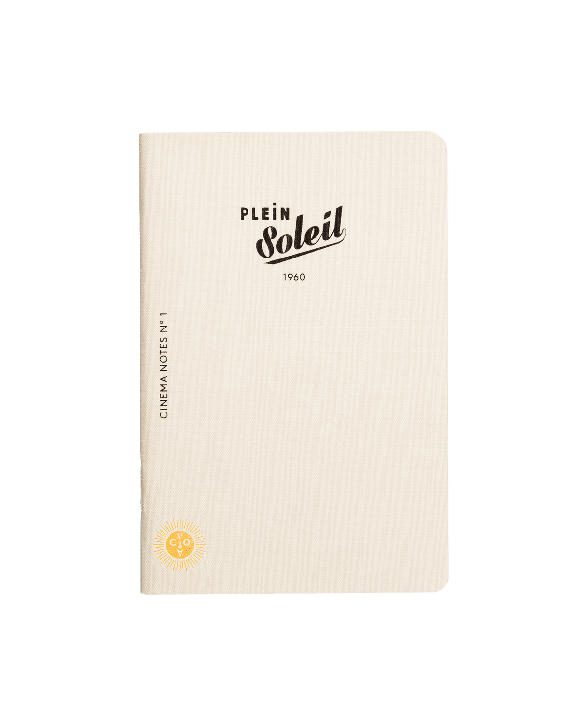A cream linen notebook by OCTAEVO, Cinema Passport Notes 'Plein Soleil', inspired by the Amalfi Coast.