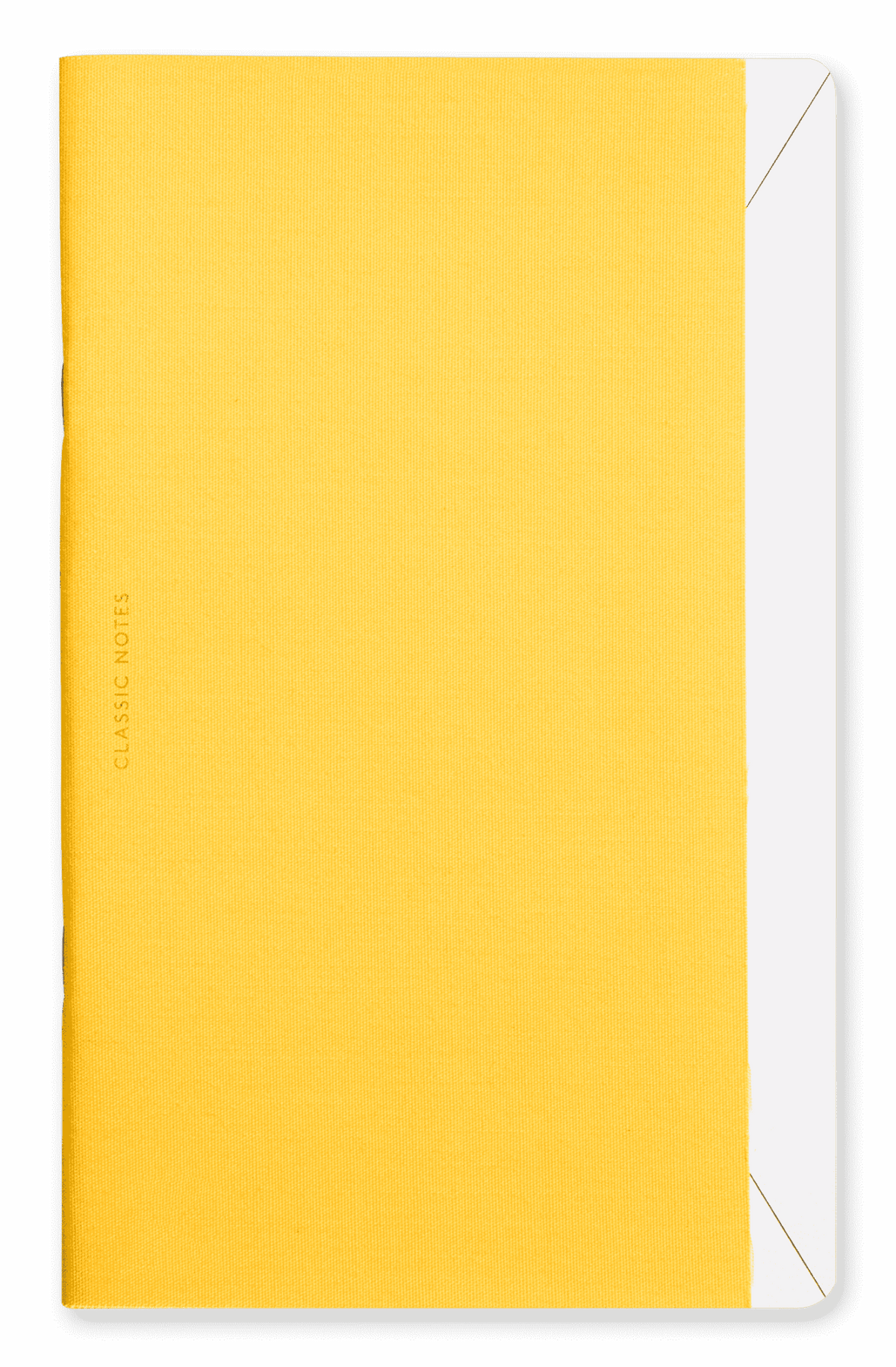 A yellow OCTAEVO Classic Notes notebook with screen printed cotton cover, gold page detail—an ideal luxury gift.