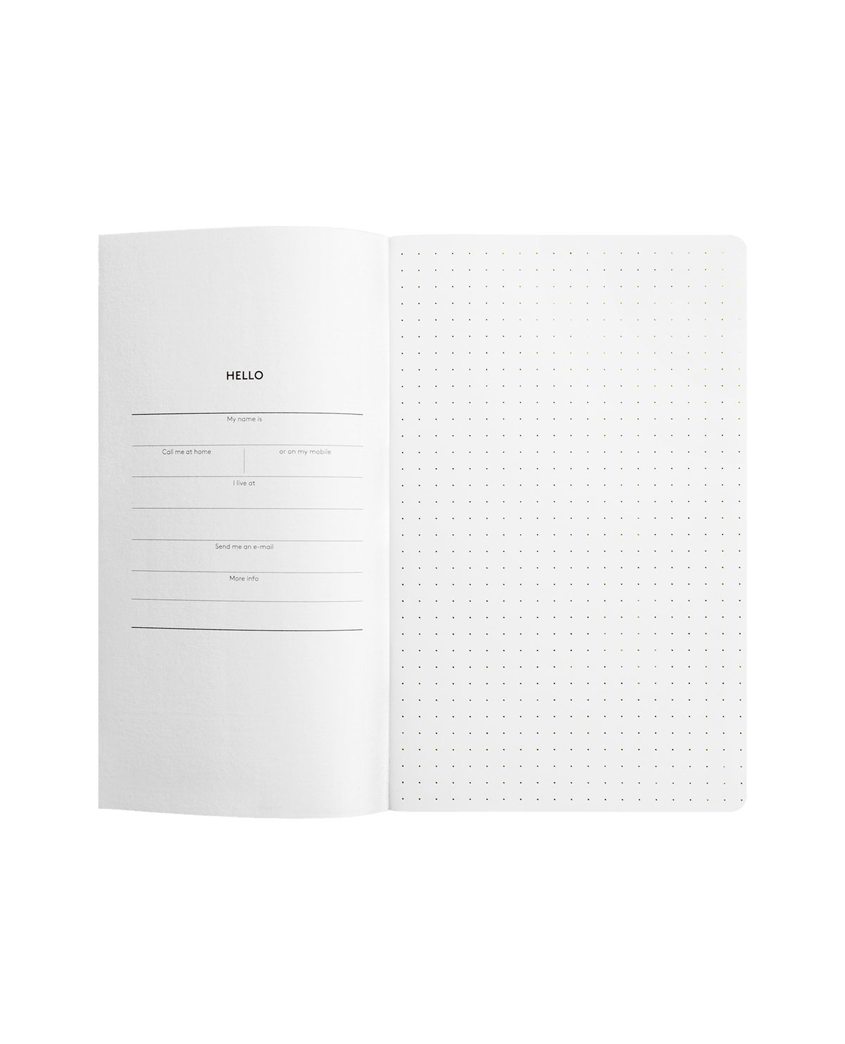 Red OCTAEVO Classic Notes notebook—personal info page left, dotted grid; a perfect luxury gift.