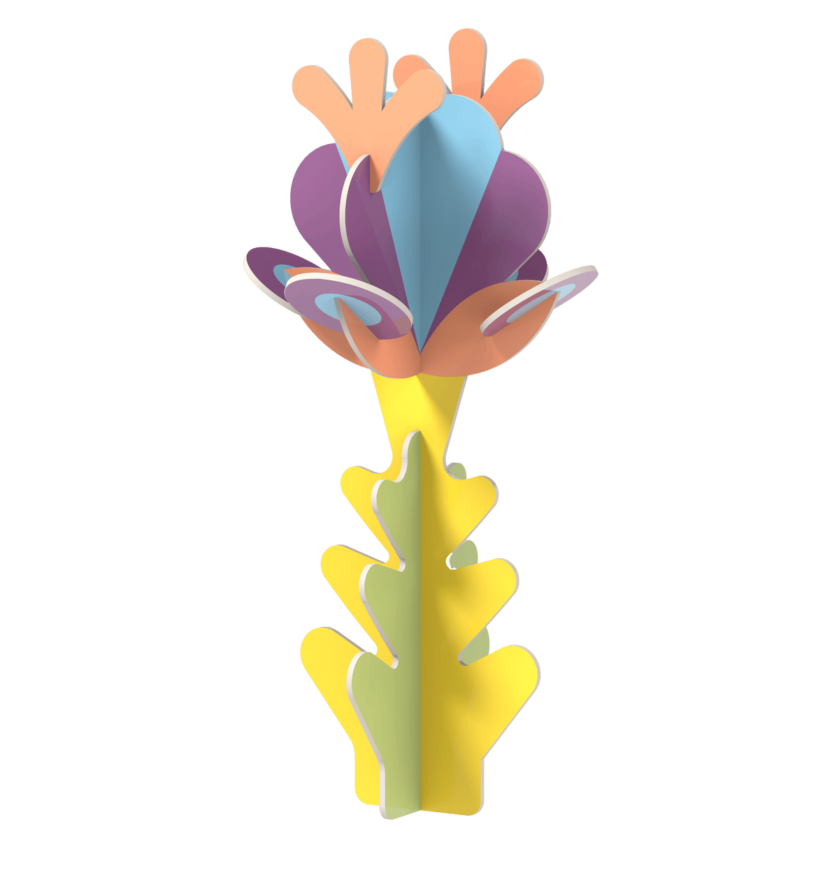 Octaevo’s Flower Paper Sculpture 4 features layered pastel petals for a dreamy, abstract accent on white.