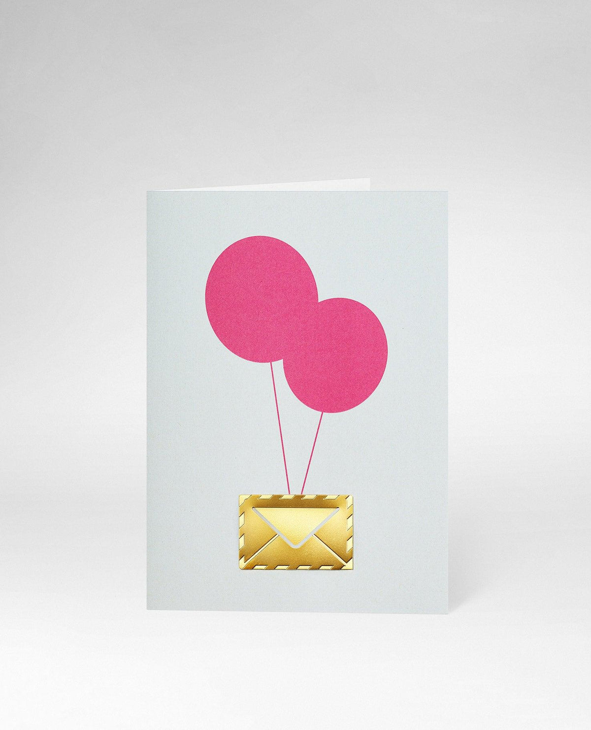OCTAEVO Greeting Card Airmail features pink balloons lifting a yellow envelope—ideal for pairing with bookmarks or stationery.