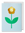 OCTAEVO Greeting Card: gold flower metal clip, green leaves on blue background stationery. 
