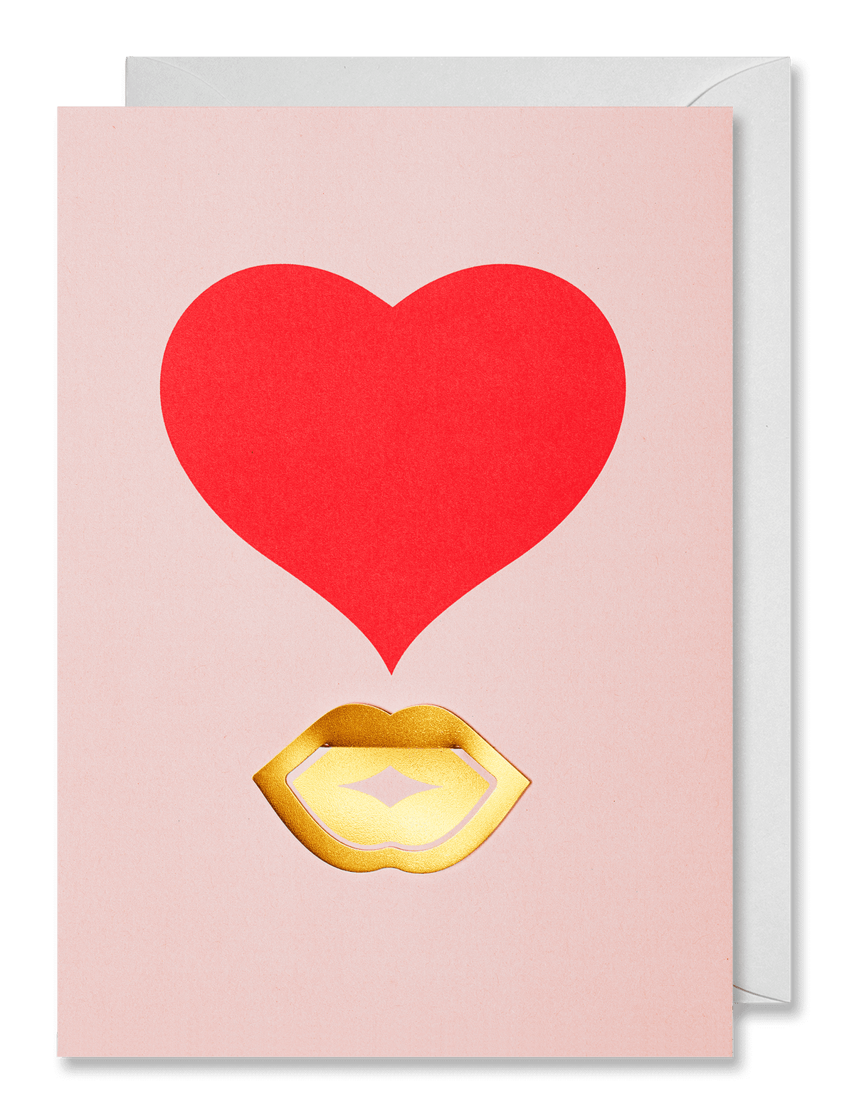 The OCTAEVO Greeting Card Kiss features a bold red heart above gold lips—ideal for unique stationery or gifting.