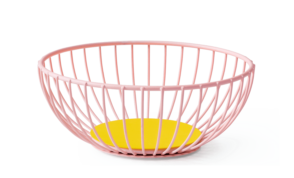The OCTAEVO Iris Wire Basket in pink adds a sculptural touch to modern home decor.
