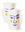 Two overlapping Janus Mini Paper Vases by OCTAEVO, white with abstract blue and gold face accents.