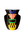 OCTAEVO Templo Mini Paper Vase: black, handcrafted with bold blue, pink, green & gold geometric patterns on white.