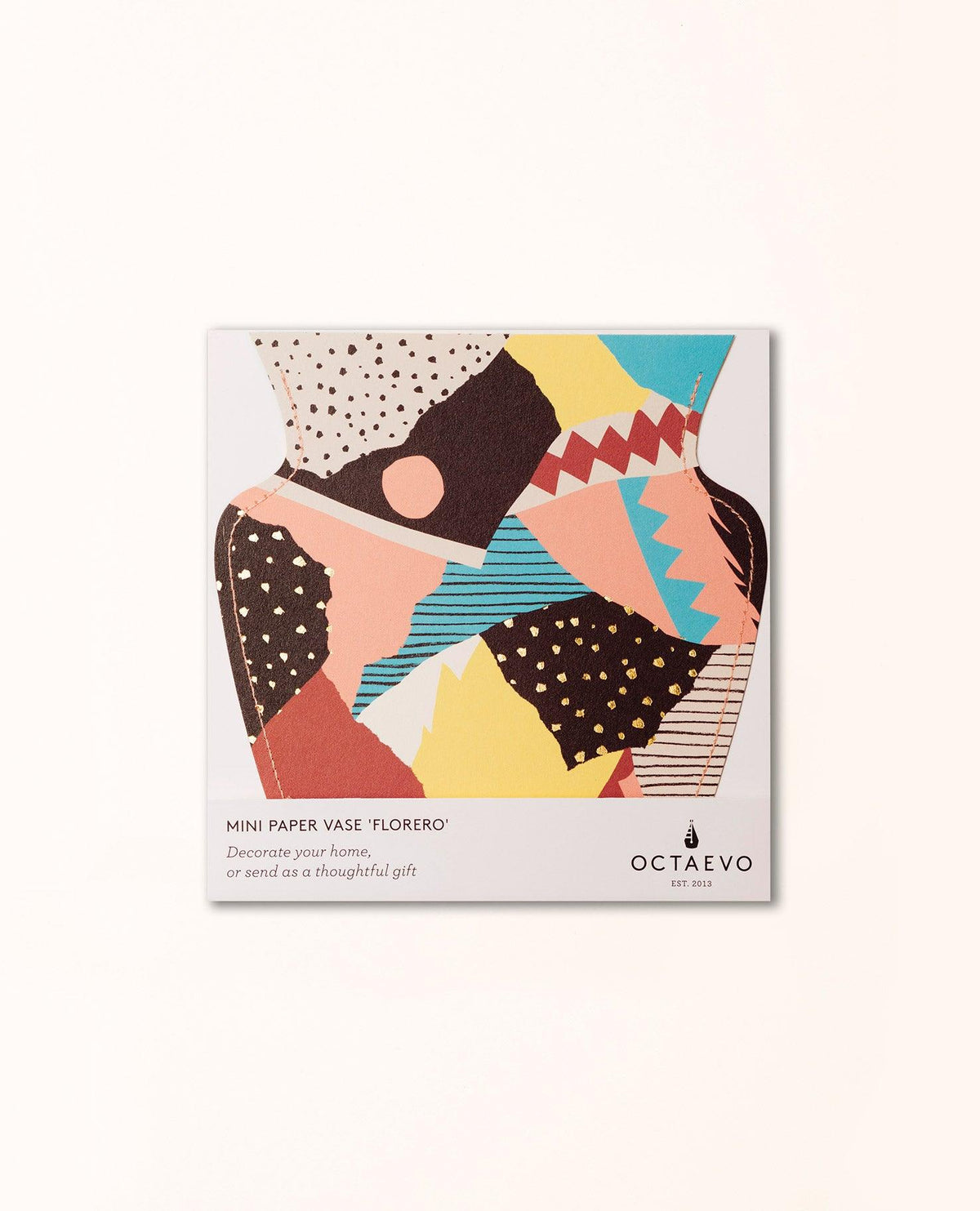 A colourful, abstract mini paper vase made from water-resistant paper—Vesuvio Mini Paper Vase by OCTAEVO.